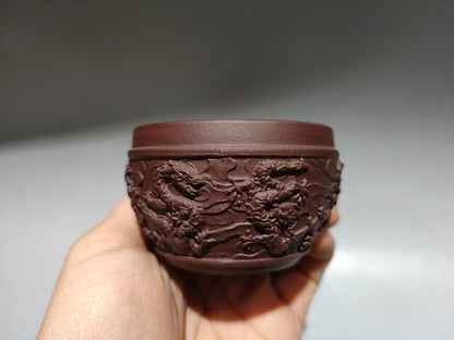 Chinese Yixing Zisha Clay Handmade Exquisite Dragon Pattern Cups