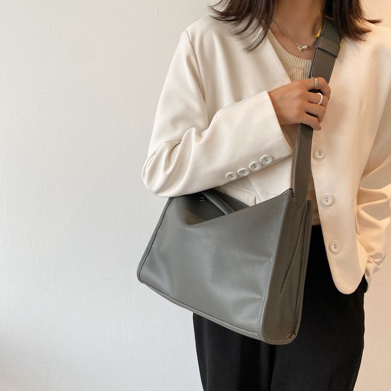 Leather Shoulder Bag Simple Solid Color Crossbody Bag Handbags Purse 30*22*10 CM