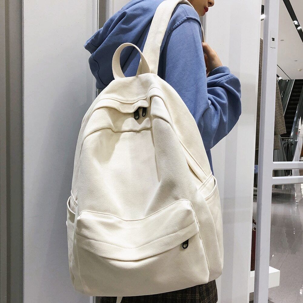 School Backpack Women Cotton Canvas School Bag Girl Backpacks Ladies