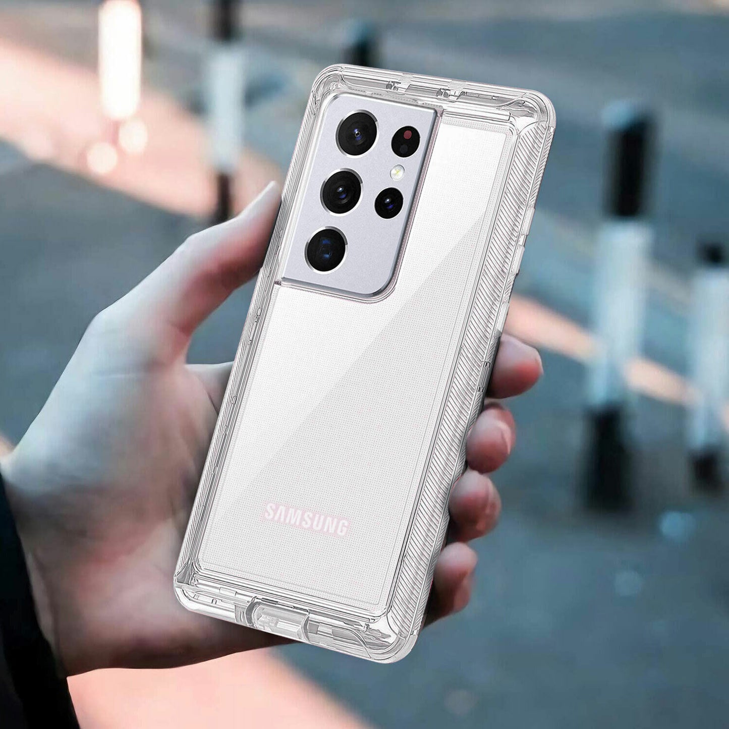 Luxury Clear Case Kickstand Clip Stand Holster Cover For Galaxy S21/ Ultra/ Plus