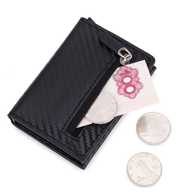 Anti Rfid Magnet Men Wallets Carbon Fiber Card Holder Money Bag Black Wallet 1PC