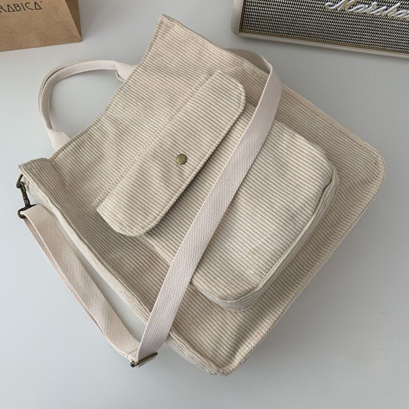 Corduroy Bag Women Shoulder Bags Handbags Spring Summer Bookbag Canvas Tote Bag