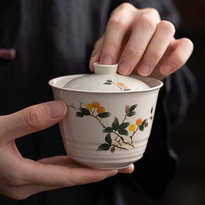 166ml Chinese Ceramic Gaiwan Hand Painted Kung Fu Tea Set Tea Bowl Cup Tea