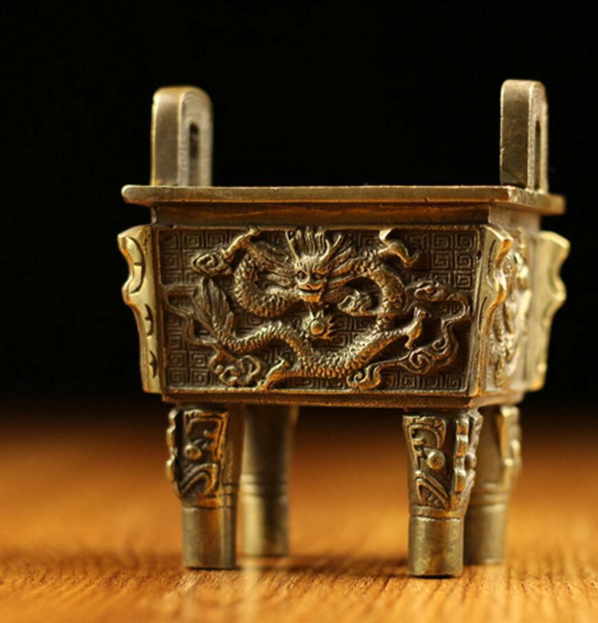 Copper Statue Furnace Pure Longding Censer Aromatherapy Furnace Antiqu Collect
