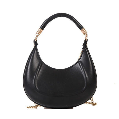 Tote Purse Luxury Handbag Small Pink Black Half Moon Shopping Shell Polyester