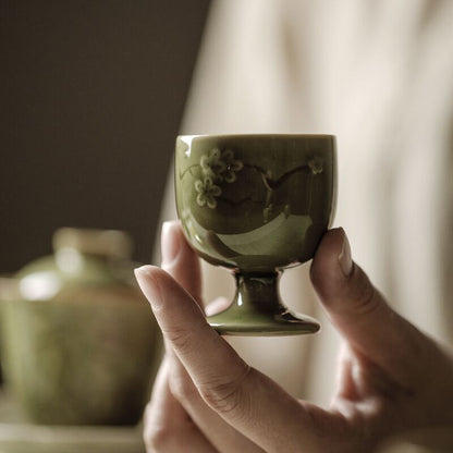 6CM Chinese Ceramic Master Cup Embossed Tea Cup Single Cup Tea Set Decoration