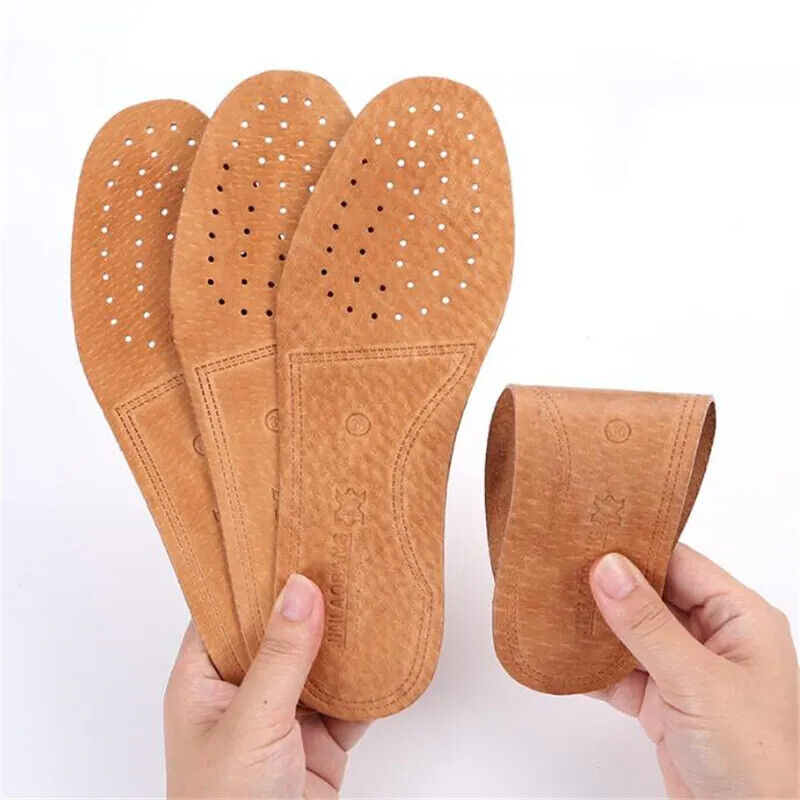 Men Women Shoe Insole Cowhide Leather Comfortable Anti-Slippery Flat Pad EU35-43