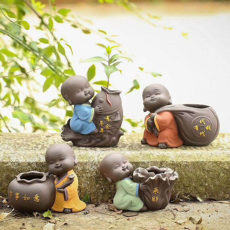 Small Vase Decoration Yixing Zisha Little Monk Tea Pet China Tea Play Creative