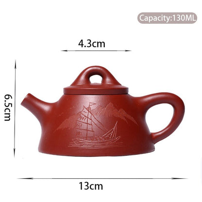 130ml Real YiXing Raw Ore Dahongpao Tea Pot Purple Clay Teapots Handmade