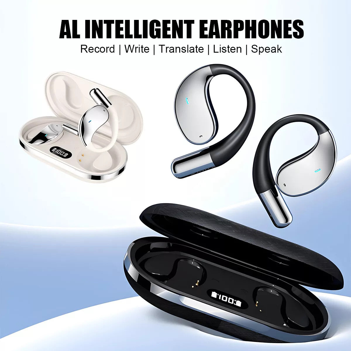 3-In-1 Smart Voice Translation Earbuds 150+Languages Real Time Translator US