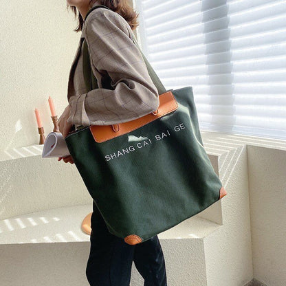 Canvas Handbag Shoulder Crossbody Bag Large Leather Shopper Bag 41*35*17CM Pouch