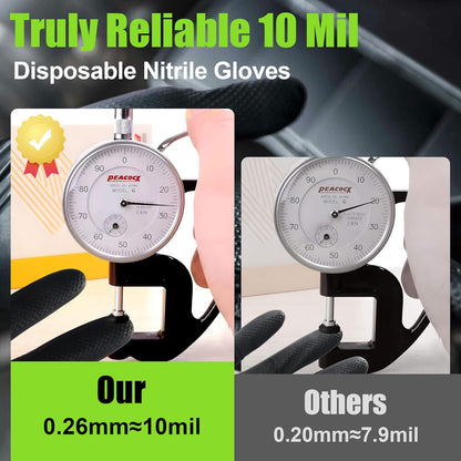 Black Nitrile Gloves 10 Mil, Heavy Duty Disposable Latex Free Gloves – Diamond G