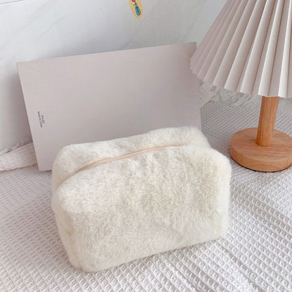 Travel Makeup Pouch Holder Plush Cosmetic Bag Student School Large Storage Purse