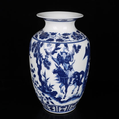 Chinese Blue and White Porcelain Color Character Story pattern Pot Vase A15