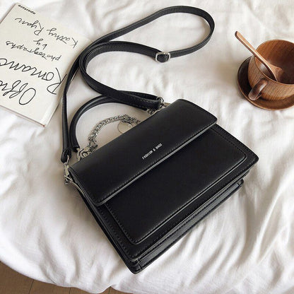 Handbag Luxury Leather Chains Accessory Shoulder Bag Trendy Crossbody Bag Black