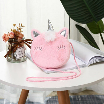 Shoulder Bag Plush Cartoon Boys Crossbody Girls Party Gift Shiny Unicorn Handbag