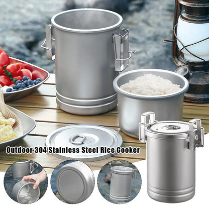 Rice Cooker Steam Pot Outdoor Portable Picnic Cookware Stainless Steel Camping