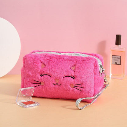 Cosmetic Bag Plush Makeup Purse Beauty Case Travel Toiletry Makeup Bag 7*11*8 cm