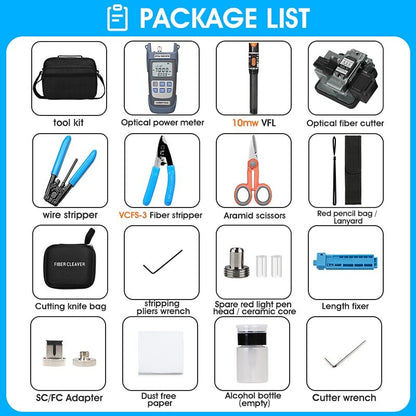 Fiber Optic Power Meter and 10mW Visual Fault Locator AUA-X3 Grey FTTH Tool Kit