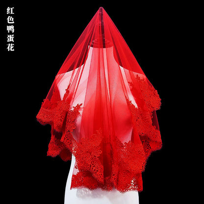 Chinese Wedding Bride Red Veil Translucent Veil Chinese Style Veil Headdress