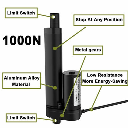 12V Linear Actuator 50mm 100mm 150/200mm Stroke Drive Electric Motor Controller