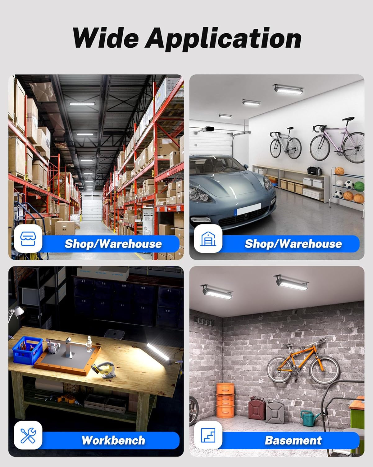 1 Pack LED Shop Light, 40W 5400LM Plug in Garage Lights with 6.6FT Long Power Co