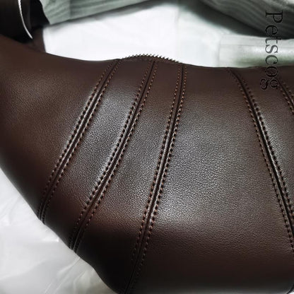 Shoulder Bag Soft Genuine Leather Zipper Handbag Vintage Crossbody Bag 35*18*5CM