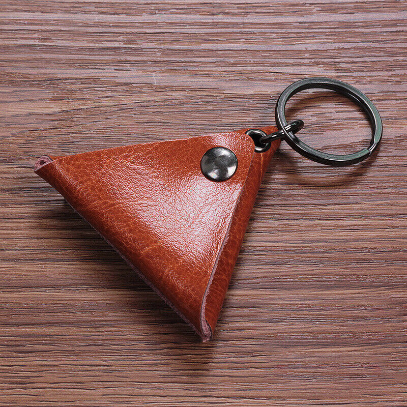 Triangle Leather Guitar Picks Bag Keychain Storage Case for Guitar Ukulele Pick