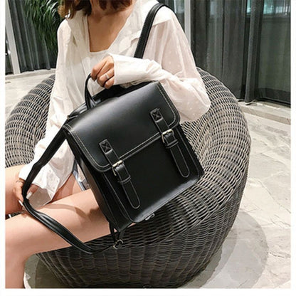 Vintage Backpack Female Synthetic Leather Bag School Shoulder Purse 28*10*30 CM