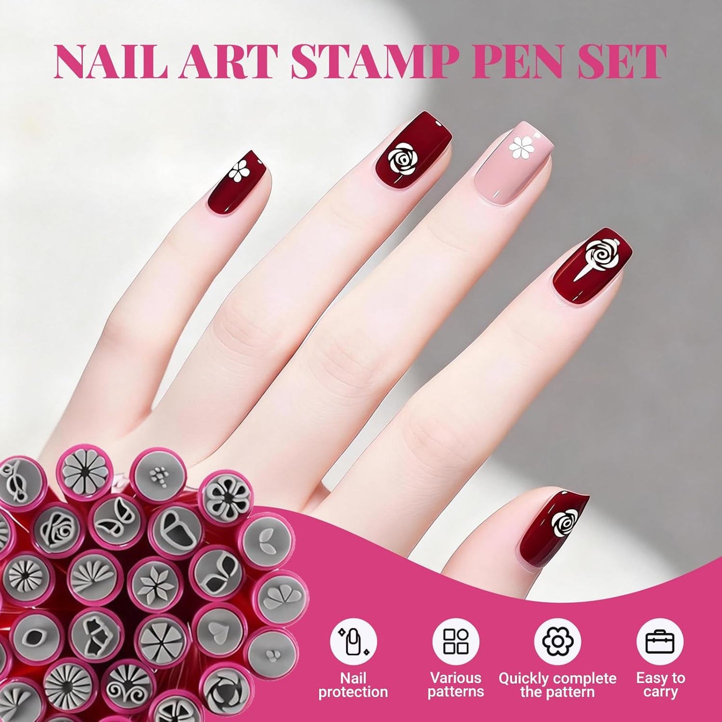 10Pcs DIY Nail Nail Art Stamp Pen Set Art Dotting Tools Set for Girls Women