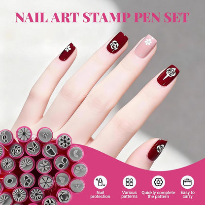 10Pcs DIY Nail Nail Art Stamp Pen Set Art Dotting Tools Set for Girls Women