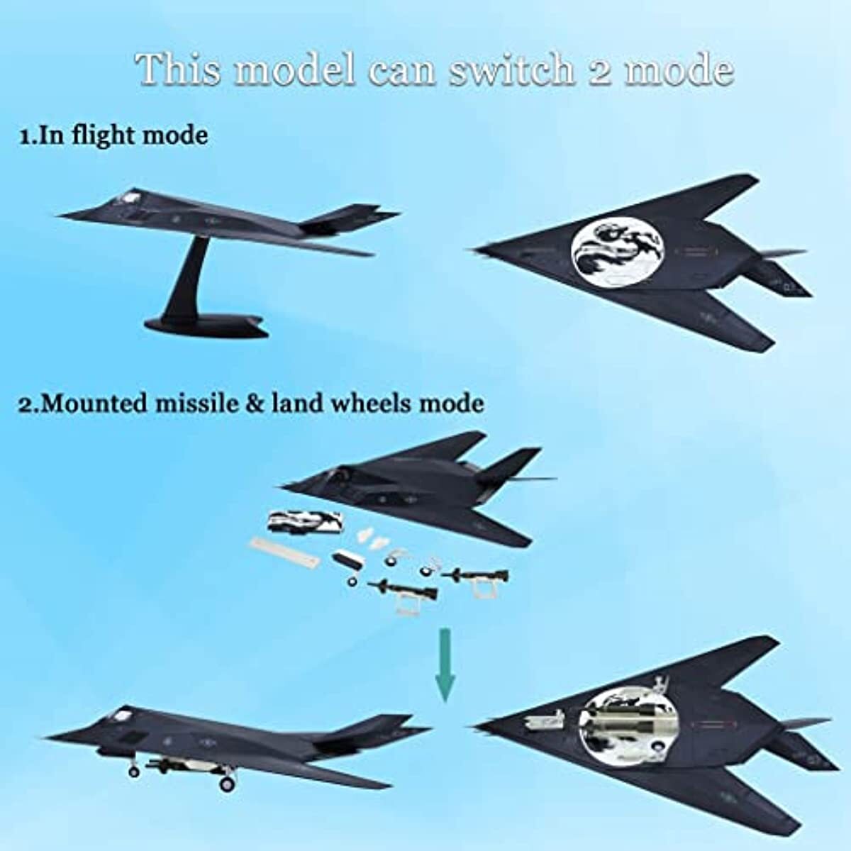 1:72 F-117A Nighthawk Metal Fighter Attack Plane Model USAF Airplane Model