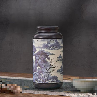 Chinese Tinplate Tea Storage Jar Sealed Portable Jar Tea Container Home Decor
