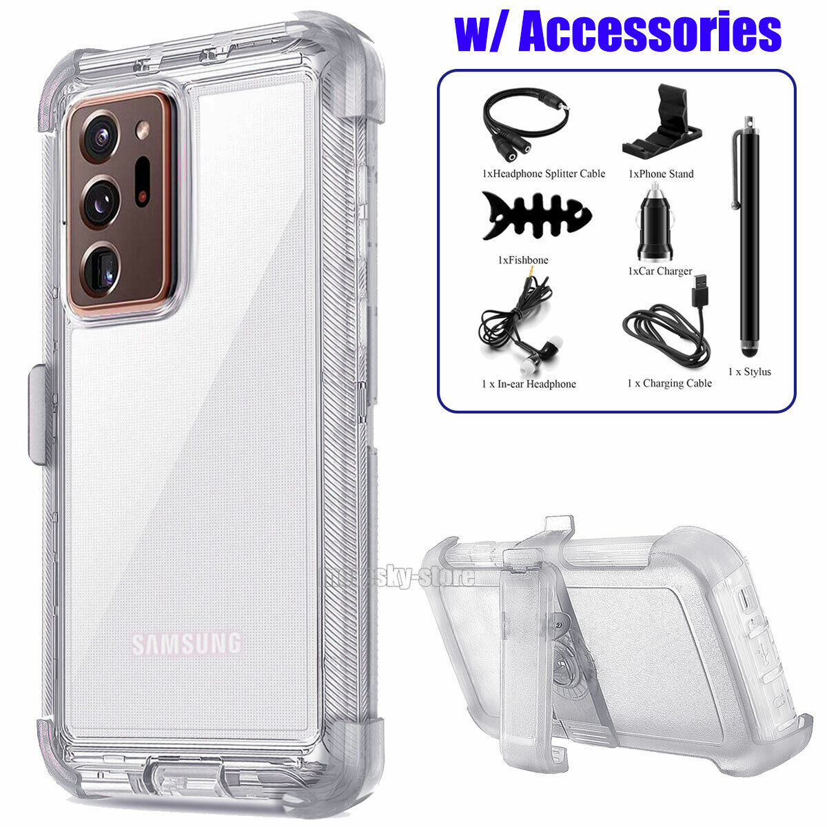 Clear Case For Samsung Galaxy Note20 Ultra 5G Clip Rubber Cover / Accessories