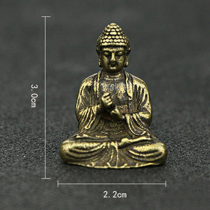 Home Decor Chinese Buddhism Pure Brass Shakyamuni Buddha Small Statue Miniature