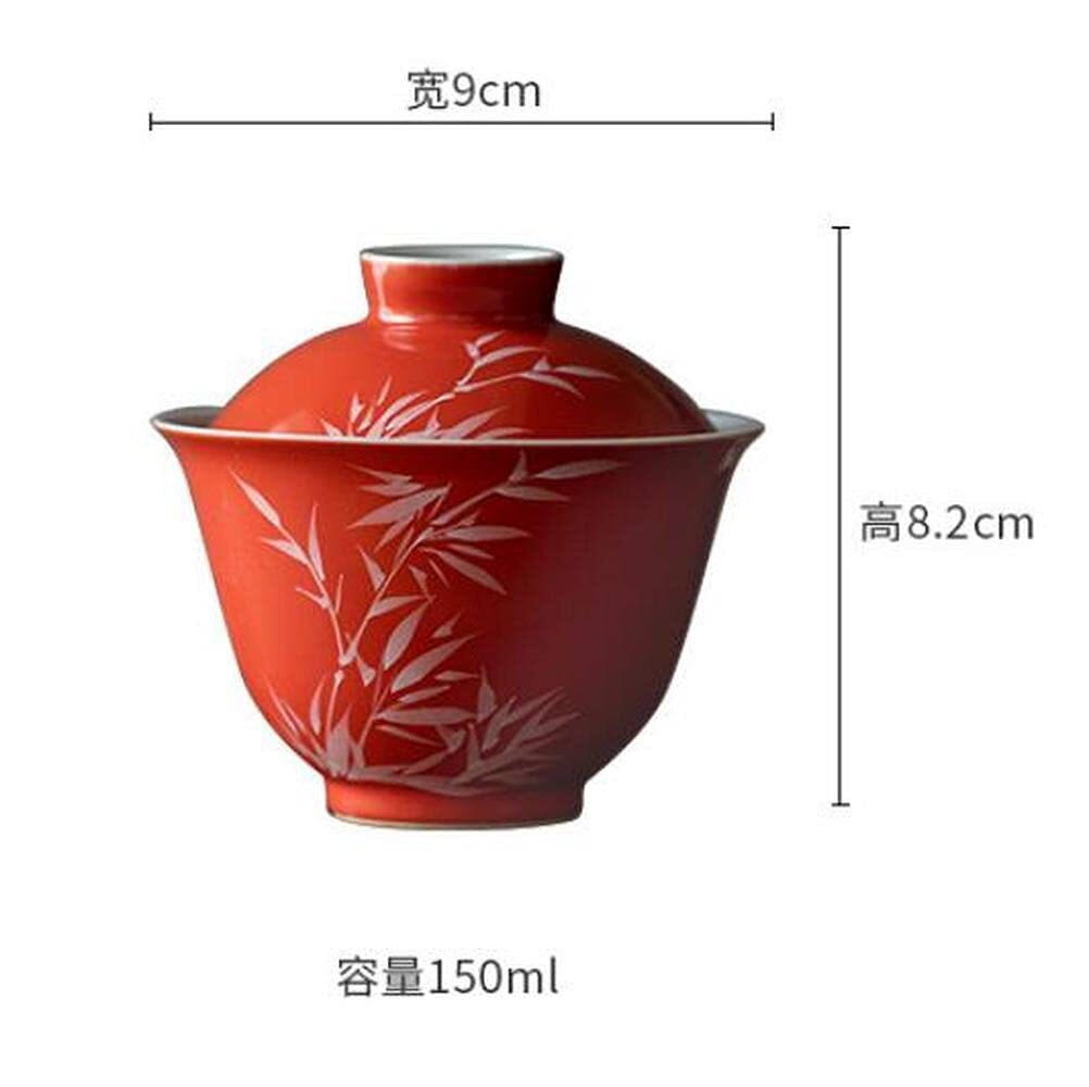 150ml Hand Painted Bamboo Gaiwan Ceramic Kung Fu Tea Set Tea Cup Bowl Tureen