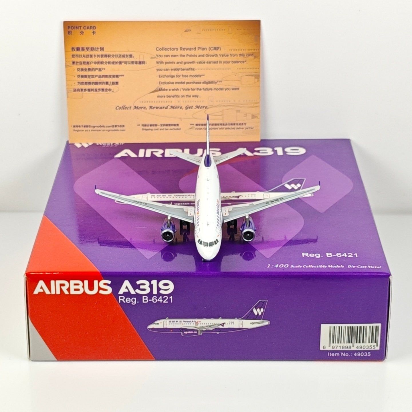 1:400 NG Models West Air Airbus A319 B-6421 Diecast Aircraft Plane Model