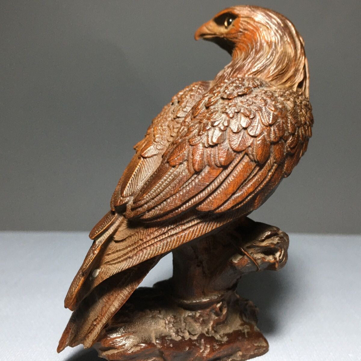 Decorative Sculpture Eagle Hawk Wooden Statue Modern Home Decor Wood Carving Art