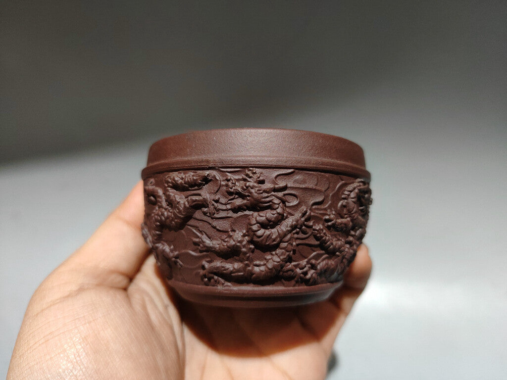 Chinese Yixing Zisha Clay Handmade Exquisite Dragon Pattern Cups