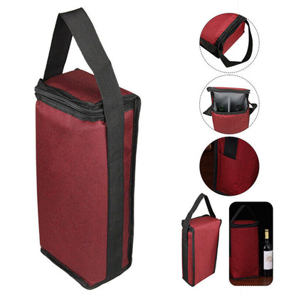 Portable Wine Two-compartment Insulation Thermostat Bag Carrier Summer Cool