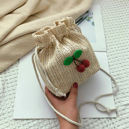 Shoulder Bags Women Drawstring Straw Bags Embroidery Bags Crossbody Handbags