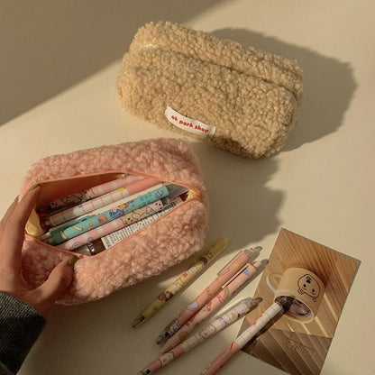 Felt Cosmetic Bag Plush Casual Storage Bag Large Traveling Makeup Bag Organizer