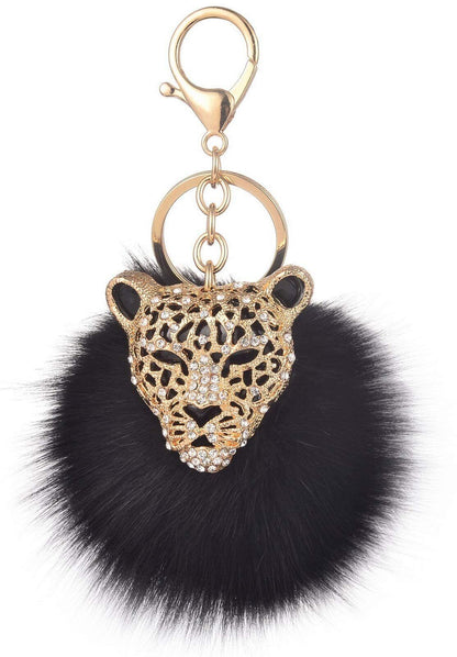 SUESUU Leopard Handbag Charms Accessories Purse Keychain for Large, Black