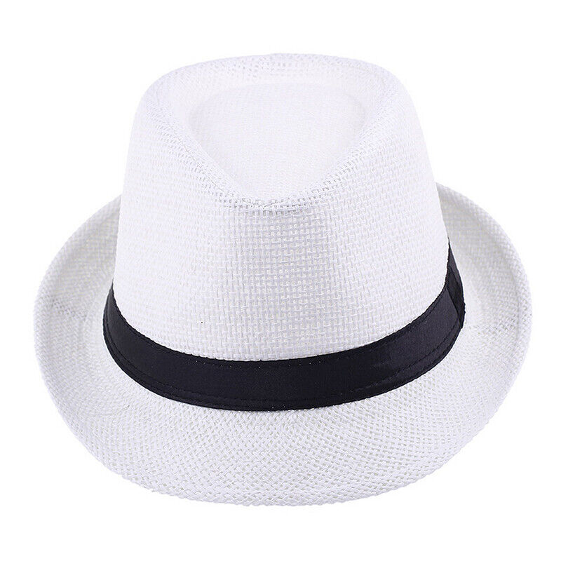 Men Women Straw Jazz Fedora Hat Trilby Cuban Sun Cap Panama Short Brim Summer*US