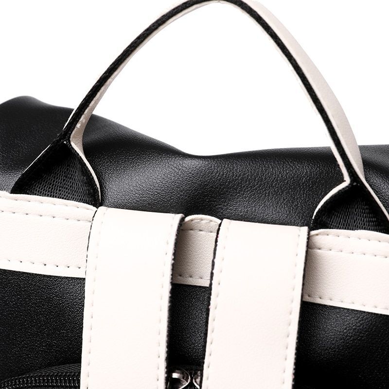 Backpack Leather Travel Bag Convertible Shoulder Black Red 31*33*14 CM Red/Blue