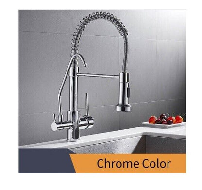 Kitchen Faucets Water Filter Taps Dual Handle Deck Mounted Three Ways Sink Mixer