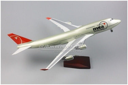 1:150 47CM NWA BOEING 747-400 Airplane Led Sound-controlled Light Resin Model