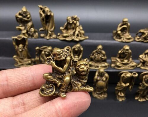 18x Brass Eighteen Lohan Buddha Arhat Statue Chinese Buddhism Disciples Decor