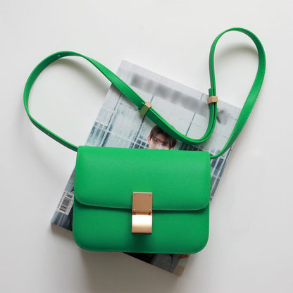 Real Leather Small Flap Box Square Clutch Shoulder Bag Purse Crossbody Trunk