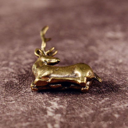 Brass Deer Statue Fawn Figurine Home Desktop Decor Gift Tea Pet Ornaments